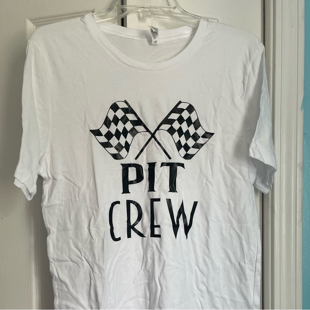 Pit crew white tshirt Adult Unisex Medium